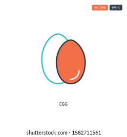 2 color Egg concept line vector icon. isolated two colored Egg outline icon with blue and red colors can be use for web, mobile. Stroke line eps 10.