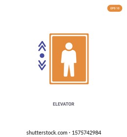 2 color Elevator concept vector icon. isolated two color Elevator vector sign symbol designed with blue and orange colors can be use for web, mobile and logo. eps 10.