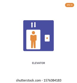 2 color elevator concept vector icon. isolated two color elevator vector sign symbol designed with blue and orange colors can be use for web, mobile and logo. eps 10.