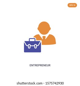 2 color Entrepreneur concept vector icon. isolated two color Entrepreneur vector sign symbol designed with blue and orange colors can be use for web, mobile and logo. eps 10.