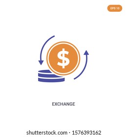 2 color exchange concept vector icon. isolated two color exchange vector sign symbol designed with blue and orange colors can be use for web, mobile and logo. eps 10.