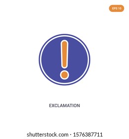 2 color Exclamation concept vector icon. isolated two color Exclamation vector sign symbol designed with blue and orange colors can be use for web, mobile and logo. eps 10.