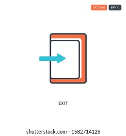 2 color Exit concept line vector icon. isolated two colored Exit outline icon with blue and red colors can be use for web, mobile. Stroke line eps 10.