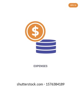 2 color Expenses concept vector icon. isolated two color Expenses vector sign symbol designed with blue and orange colors can be use for web, mobile and logo. eps 10.