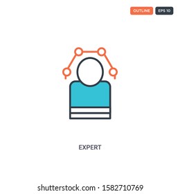 2 color Expert concept line vector icon. isolated two colored Expert outline icon with blue and red colors can be use for web, mobile. Stroke line eps 10.