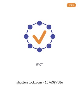 2 color fact concept vector icon. isolated two color fact vector sign symbol designed with blue and orange colors can be use for web, mobile and logo. eps 10.