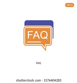 2 color Faq concept vector icon. isolated two color Faq vector sign symbol designed with blue and orange colors can be use for web, mobile and logo. eps 10.