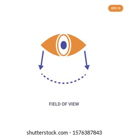 2 color Field of view concept vector icon. isolated two color Field of view vector sign symbol designed with blue and orange colors can be use for web, mobile and logo. eps 10.