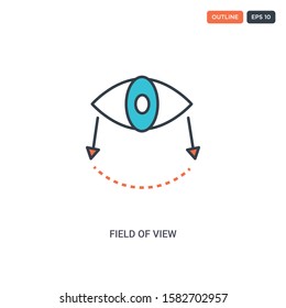 2 color Field of view concept line vector icon. isolated two colored Field of view outline icon with blue and red colors can be use for web, mobile. Stroke line eps 10.