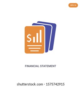 2 color Financial Statement concept vector icon. isolated two color Financial Statement vector sign symbol designed with blue and orange colors can be use for web, mobile and logo. eps 10.