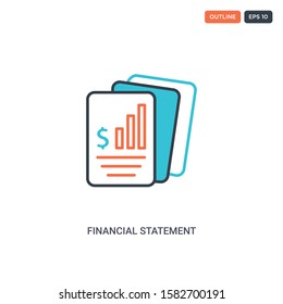 2 color Financial Statement concept line vector icon. isolated two colored Financial Statement outline icon with blue and red colors can be use for web, mobile. Stroke line eps 10.