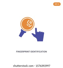 2 color fingerprint identification concept vector icon. isolated two color fingerprint identification vector sign symbol designed with blue and orange colors can be use for web, mobile and logo