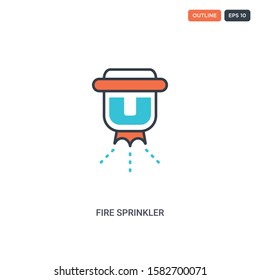 2 color Fire Sprinkler concept line vector icon. isolated two colored Fire Sprinkler outline icon with blue and red colors can be use for web, mobile. Stroke line eps 10.