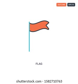 2 color Flag concept line vector icon. isolated two colored Flag outline icon with blue and red colors can be use for web, mobile. Stroke line eps 10.