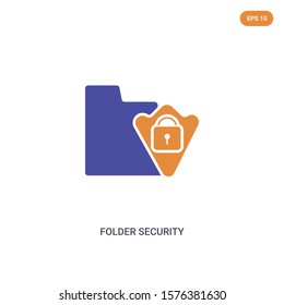 2 color Folder security concept vector icon. isolated two color Folder security vector sign symbol designed with blue and orange colors can be use for web, mobile and logo. eps 10.