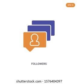 2 color Followers concept vector icon. isolated two color Followers vector sign symbol designed with blue and orange colors can be use for web, mobile and logo. eps 10.