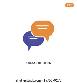 2 color Forum discussion concept vector icon. isolated two color Forum discussion vector sign symbol designed with blue and orange colors can be use for web, mobile and logo. eps 10.