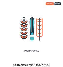 2 color Four Species concept line vector icon. isolated two colored Four Species outline icon with blue and red colors can be use for web, mobile. Stroke line eps 10.