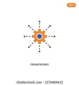 2 color Frameworks concept vector icon. isolated two color Frameworks vector sign symbol designed with blue and orange colors can be use for web, mobile and logo. eps 10.