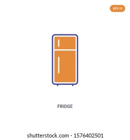 2 color Fridge concept vector icon. isolated two color Fridge vector sign symbol designed with blue and orange colors can be use for web, mobile and logo. eps 10.