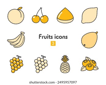2 color fruit icon collection