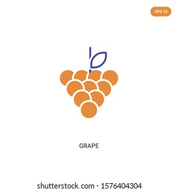 2 color Grape concept vector icon. isolated two color Grape vector sign symbol designed with blue and orange colors can be use for web, mobile and logo. eps 10.
