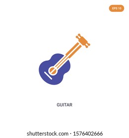 2 color Guitar concept vector icon. isolated two color Guitar vector sign symbol designed with blue and orange colors can be use for web, mobile and logo. eps 10.