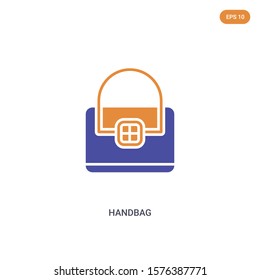 2 color Handbag concept vector icon. isolated two color Handbag vector sign symbol designed with blue and orange colors can be use for web, mobile and logo. eps 10.