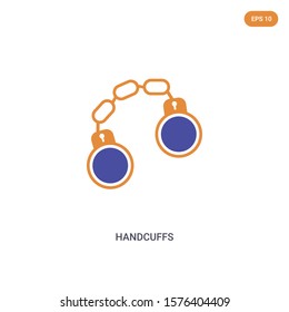 2 color Handcuffs concept vector icon. isolated two color Handcuffs vector sign symbol designed with blue and orange colors can be use for web, mobile and logo. eps 10.