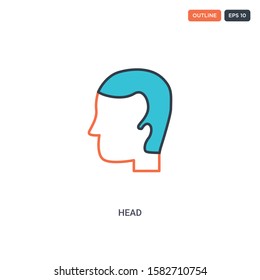 2 color Head concept line vector icon. isolated two colored Head outline icon with blue and red colors can be use for web, mobile. Stroke line eps 10.