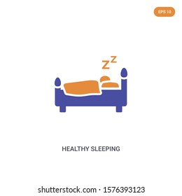 2 color healthy sleeping concept vector icon. isolated two color healthy sleeping vector sign symbol designed with blue and orange colors can be use for web, mobile and logo. eps 10.