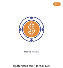 2 color Hedge funds concept vector icon. isolated two color Hedge funds vector sign symbol designed with blue and orange colors can be use for web, mobile and logo. eps 10.