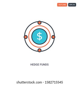 2 color Hedge funds concept line vector icon. isolated two colored Hedge funds outline icon with blue and red colors can be use for web, mobile. Stroke line eps 10.