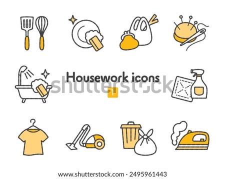 2 color housework icon collection
