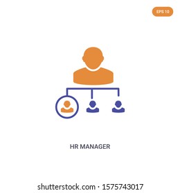 2 color Hr manager concept vector icon. isolated two color Hr manager vector sign symbol designed with blue and orange colors can be use for web, mobile and logo. eps 10.