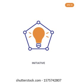 2 color INITIATIVE concept vector icon. isolated two color INITIATIVE vector sign symbol designed with blue and orange colors can be use for web, mobile and logo. eps 10.