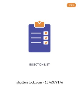 2 color Insection list concept vector icon. isolated two color Insection list vector sign symbol designed with blue and orange colors can be use for web, mobile and logo. eps 10.
