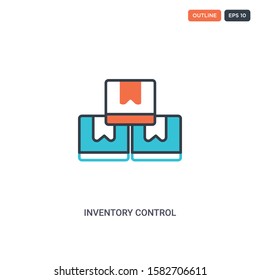 2 color inventory control concept line vector icon. isolated two colored inventory control outline icon with blue and red colors can be use for web, mobile. Stroke line eps 10.