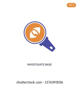 2 color investigate base concept vector icon. isolated two color investigate base vector sign symbol designed with blue and orange colors can be use for web, mobile and logo. eps 10.