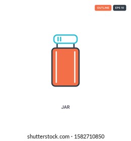 2 color Jar concept line vector icon. isolated two colored Jar outline icon with blue and red colors can be use for web, mobile. Stroke line eps 10.