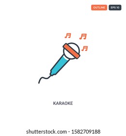 2 color Karaoke concept line vector icon. isolated two colored Karaoke outline icon with blue and red colors can be use for web, mobile. Stroke line eps 10.