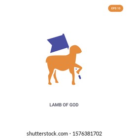 2 color Lamb of God concept vector icon. isolated two color Lamb of God vector sign symbol designed with blue and orange colors can be use for web, mobile and logo. eps 10.