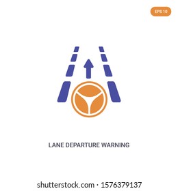 2 color Lane departure warning concept vector icon. isolated two color Lane departure warning vector sign symbol designed with blue and orange colors can be use for web, mobile and logo. eps 10.