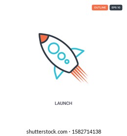 2 color Launch concept line vector icon. isolated two colored Launch outline icon with blue and red colors can be use for web, mobile. Stroke line eps 10.