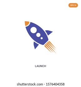 2 color Launch concept vector icon. isolated two color Launch vector sign symbol designed with blue and orange colors can be use for web, mobile and logo. eps 10.