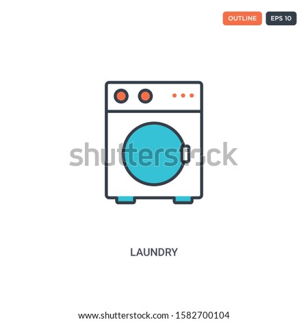 2 color Laundry concept line vector icon. isolated two colored Laundry outline icon with blue and red colors can be use for web, mobile. Stroke line eps 10.