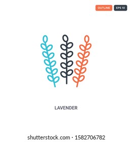 2 color Lavender concept line vector icon. isolated two colored Lavender outline icon with blue and red colors can be use for web, mobile. Stroke line eps 10.