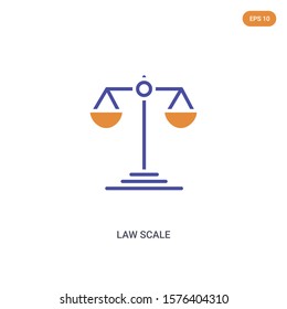 2 color Law scale concept vector icon. isolated two color Law scale vector sign symbol designed with blue and orange colors can be use for web, mobile and logo. eps 10.
