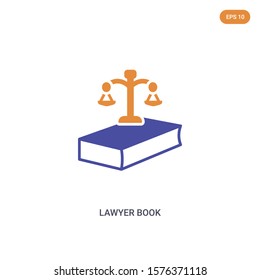 2 color lawyer book concept vector icon. isolated two color lawyer book vector sign symbol designed with blue and orange colors can be use for web, mobile and logo. eps 10.