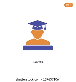 2 color Lawyer concept vector icon. isolated two color Lawyer vector sign symbol designed with blue and orange colors can be use for web, mobile and logo. eps 10.